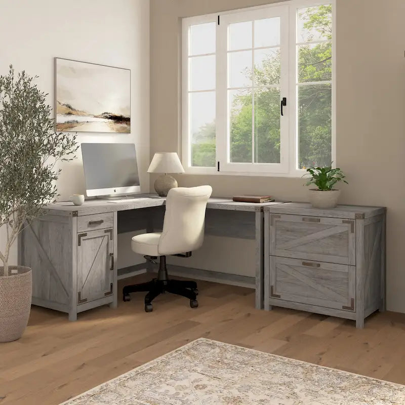 Bureau d'angle avec classeur intégré