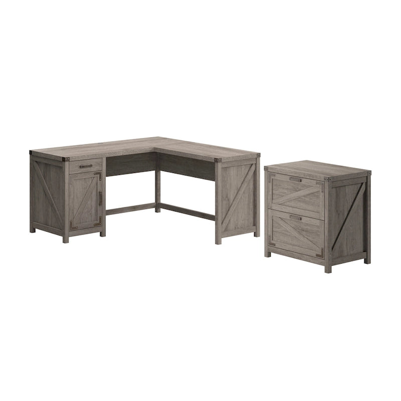 Bureau d'angle avec classeur intégré