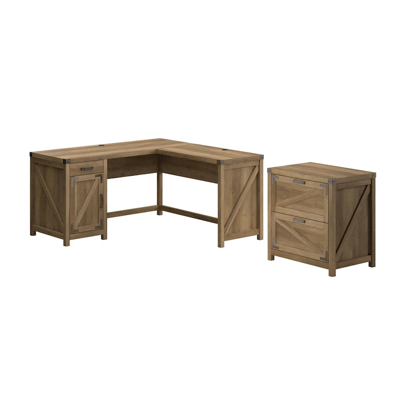 Bureau d'angle avec classeur intégré