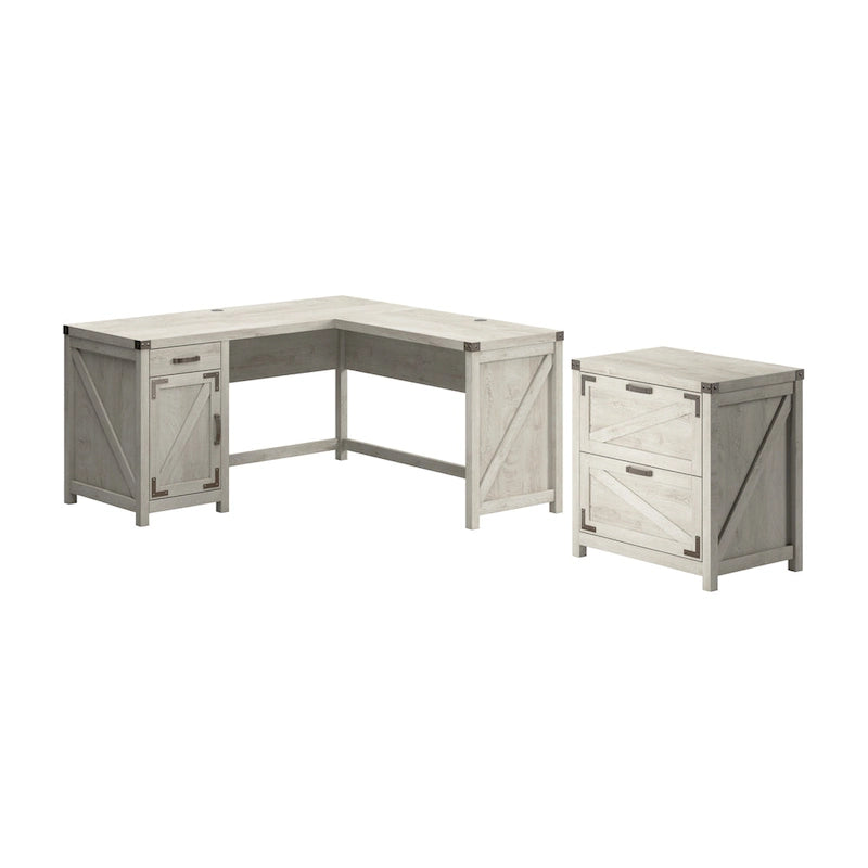 Bureau d'angle avec classeur intégré